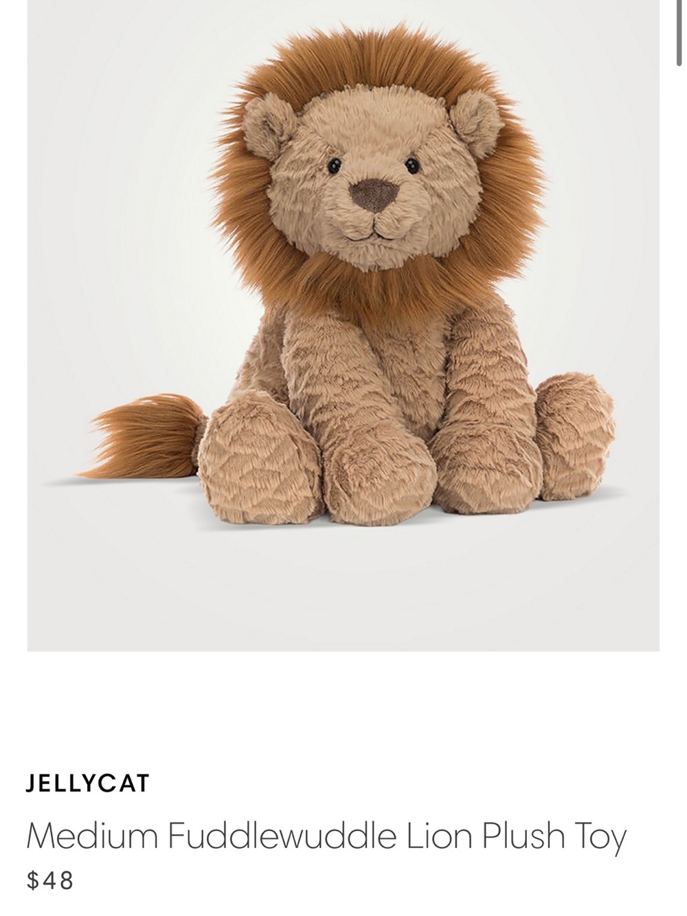 Jellycat Fuddlewuddle Lion Plush - Tan and Brown
